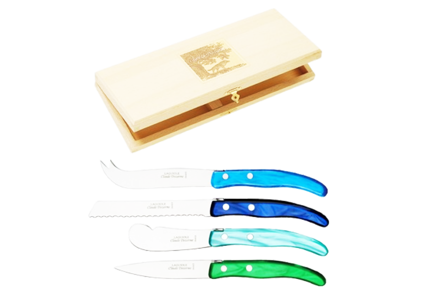 Fromage et beurre - Coffret 4 pièces (trancheur, couteau d&rsquo;office, couteau à fromage & tartineur)